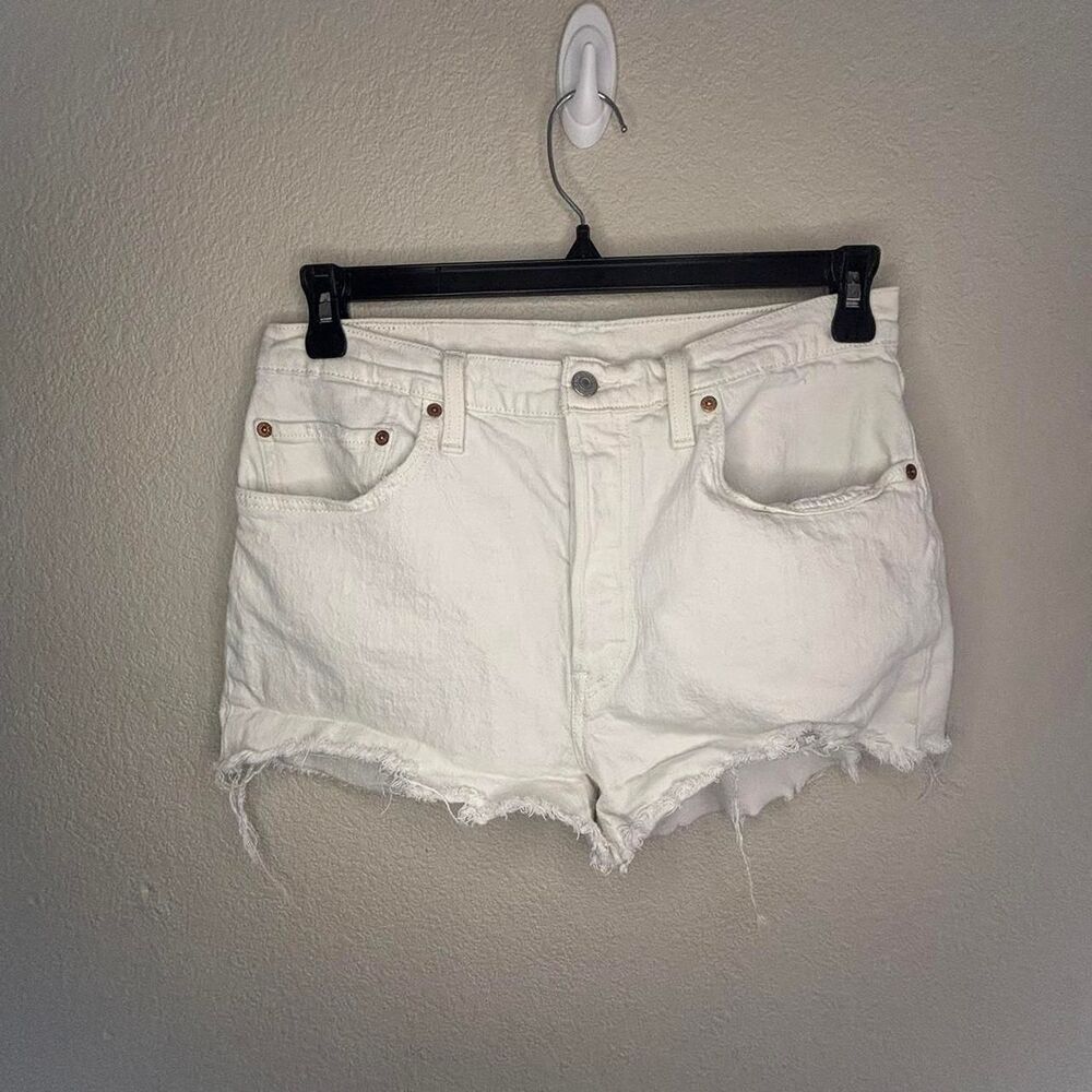 Levis 501 White Cutoff Denim Shorts